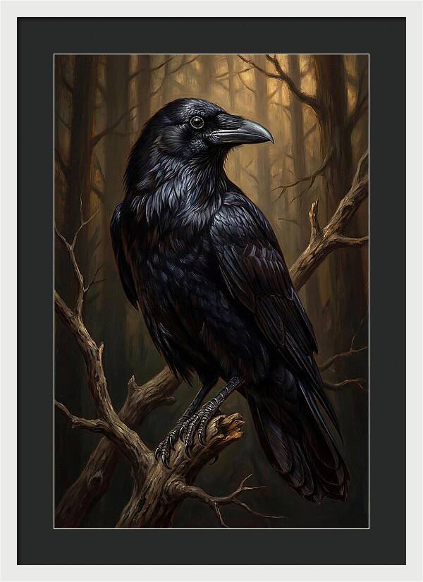 Raven Perched In Twilight