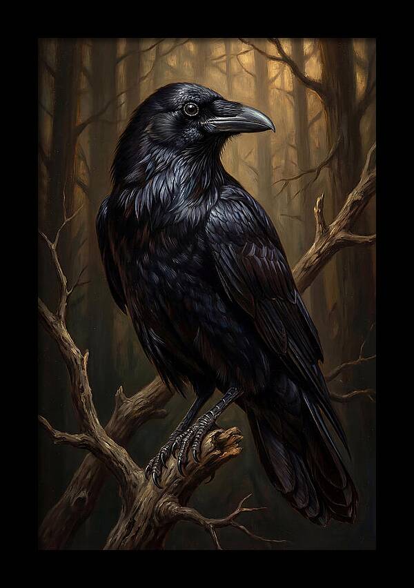 Raven Perched In Twilight