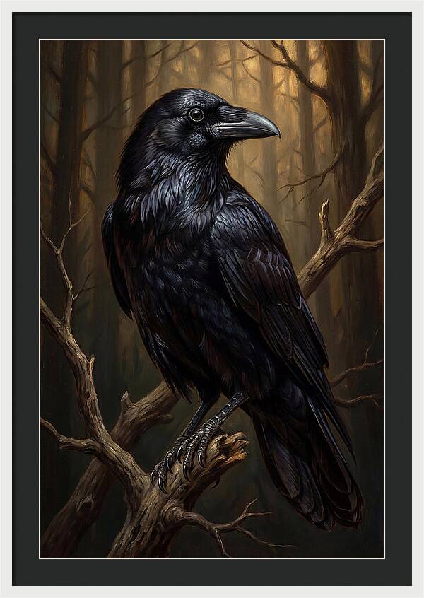 Raven Perched In Twilight