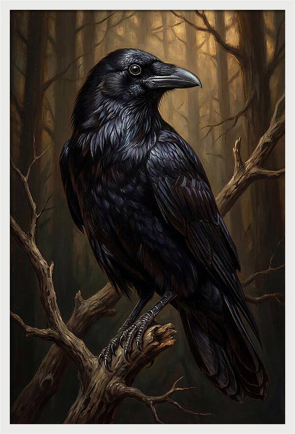 Raven Perched In Twilight