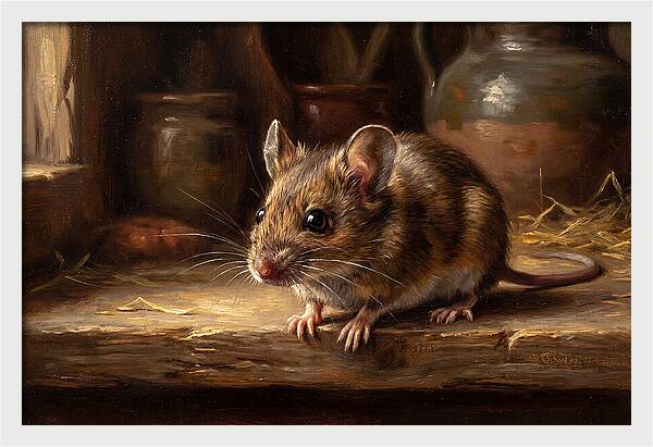Realistic Mouse In A Rustic Setting