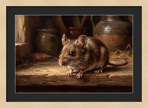 Realistic Mouse In A Rustic Setting