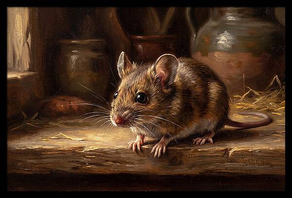 Realistic Mouse In A Rustic Setting