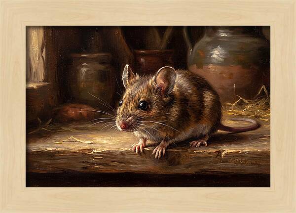 Realistic Mouse In A Rustic Setting