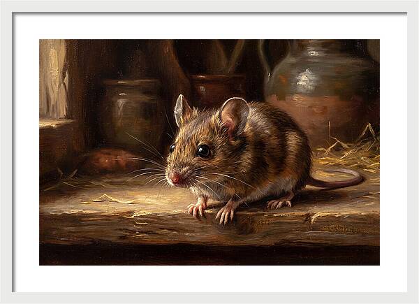 Realistic Mouse In A Rustic Setting