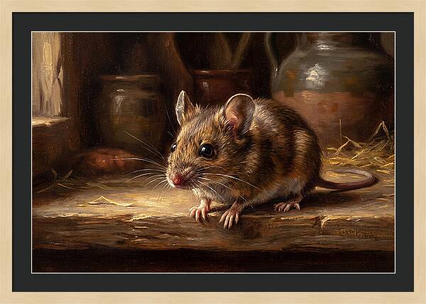 Realistic Mouse In A Rustic Setting