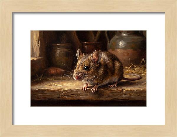 Realistic Mouse In A Rustic Setting