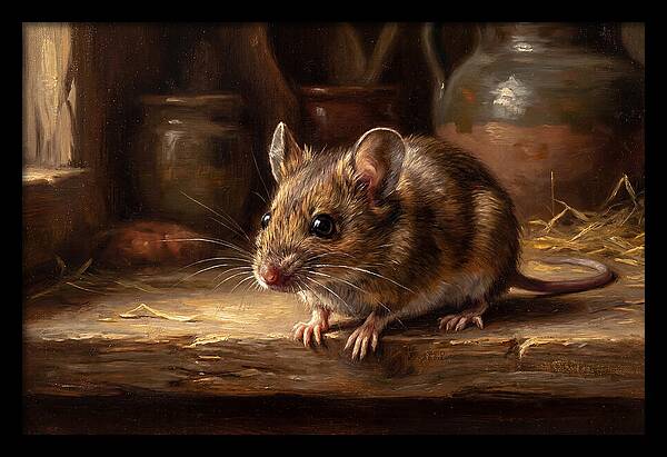 Realistic Mouse In A Rustic Setting