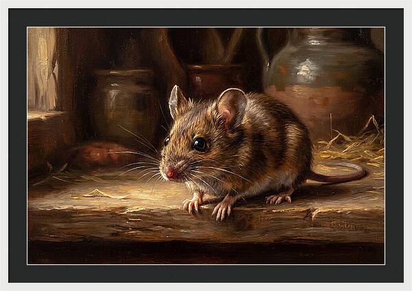 Realistic Mouse In A Rustic Setting