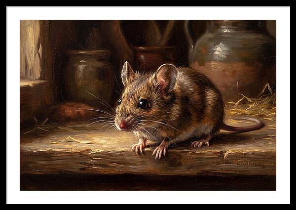Realistic Mouse In A Rustic Setting
