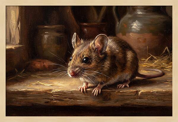 Realistic Mouse In A Rustic Setting