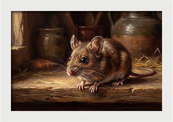 Realistic Mouse In A Rustic Setting