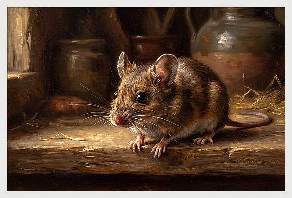 Realistic Mouse In A Rustic Setting