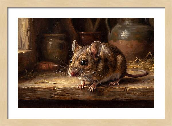 Realistic Mouse In A Rustic Setting