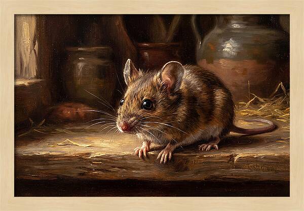 Realistic Mouse In A Rustic Setting