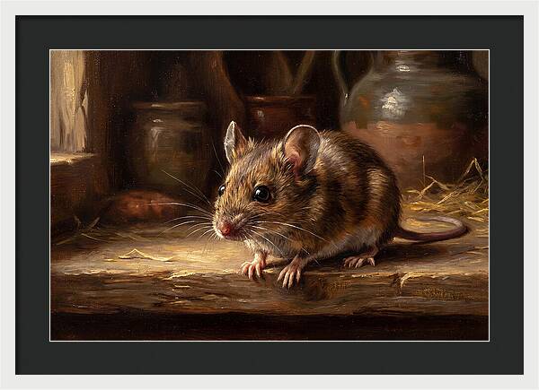 Realistic Mouse In A Rustic Setting