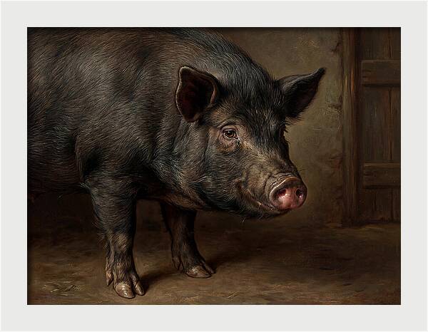 Realistic Portrait Of A Pig