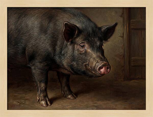 Realistic Portrait Of A Pig