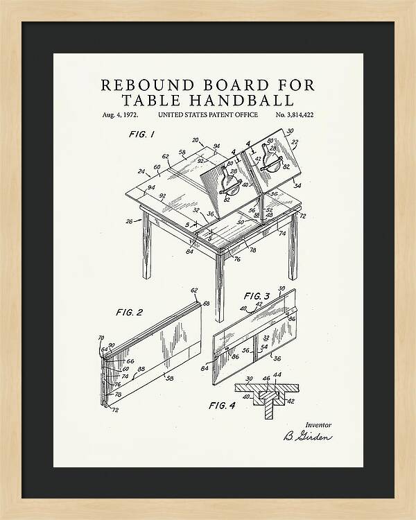 Rebound Board For Table Handball Minimalist Patent Us3814422
