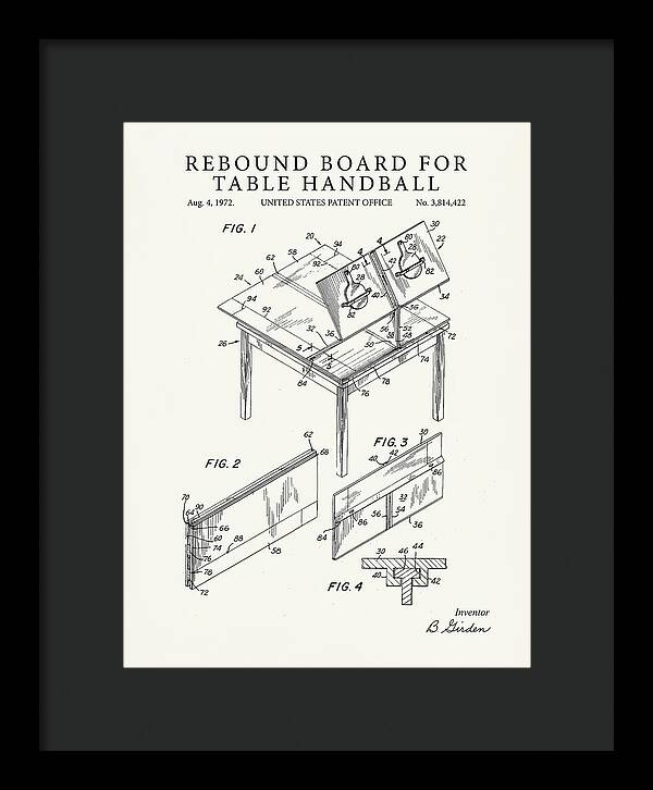 Rebound Board For Table Handball Minimalist Patent Us3814422