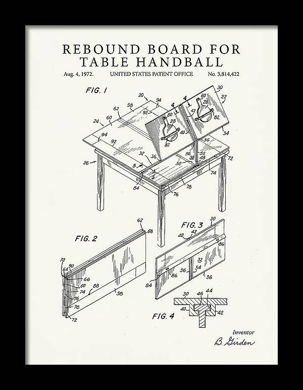 Rebound Board For Table Handball Minimalist Patent Us3814422