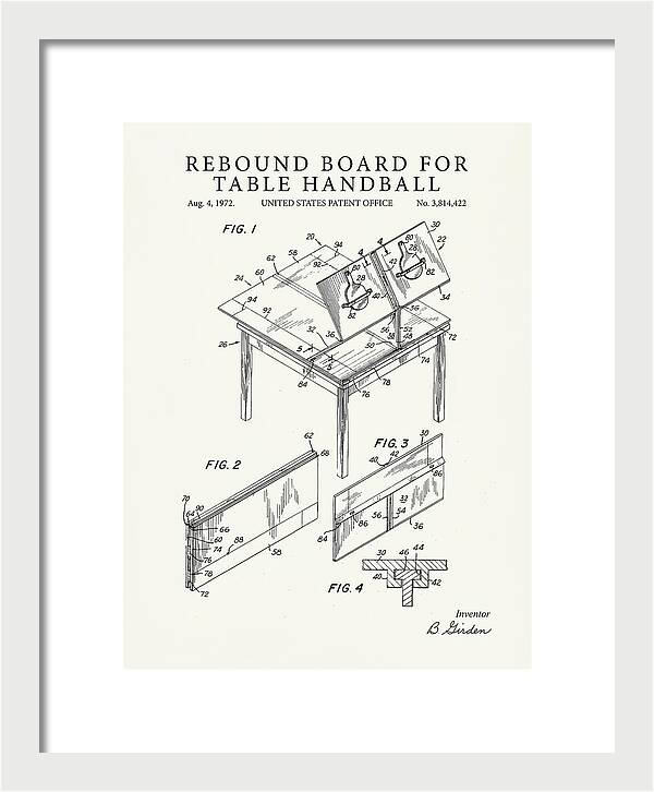Rebound Board For Table Handball Minimalist Patent Us3814422