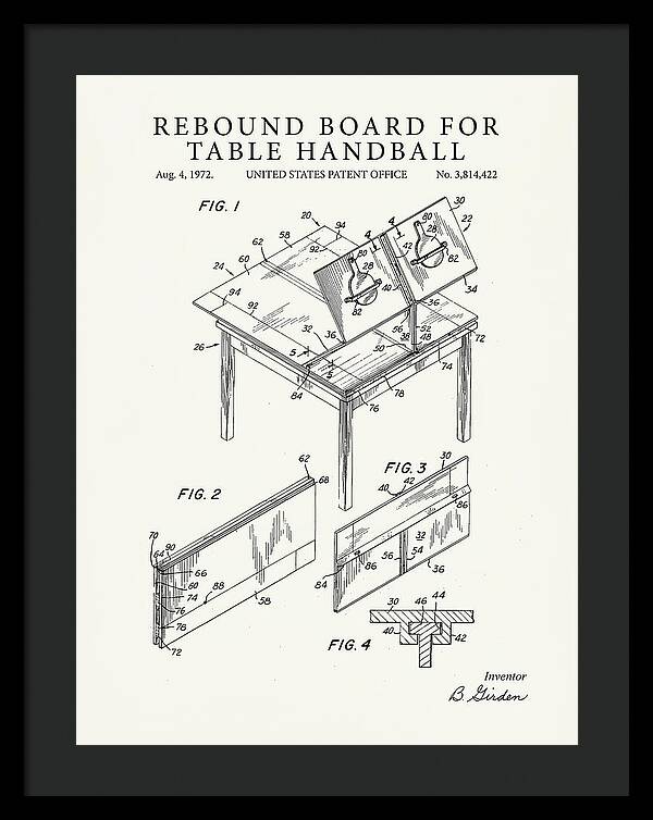 Rebound Board For Table Handball Minimalist Patent Us3814422