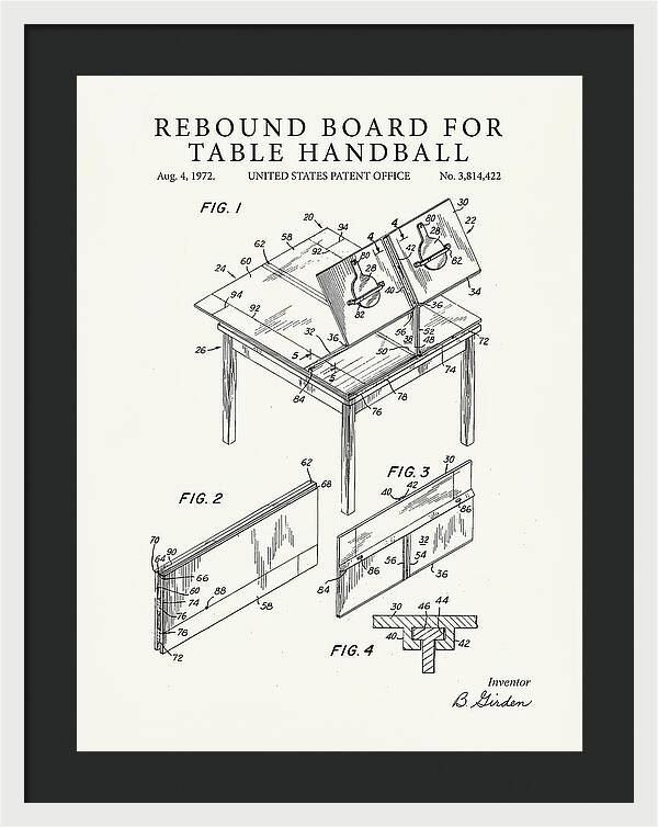 Rebound Board For Table Handball Minimalist Patent Us3814422