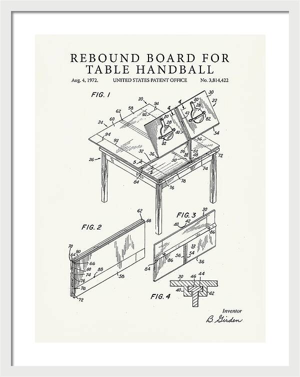 Rebound Board For Table Handball Minimalist Patent Us3814422