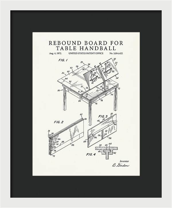 Rebound Board For Table Handball Minimalist Patent Us3814422
