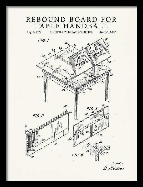 Rebound Board For Table Handball Minimalist Patent Us3814422
