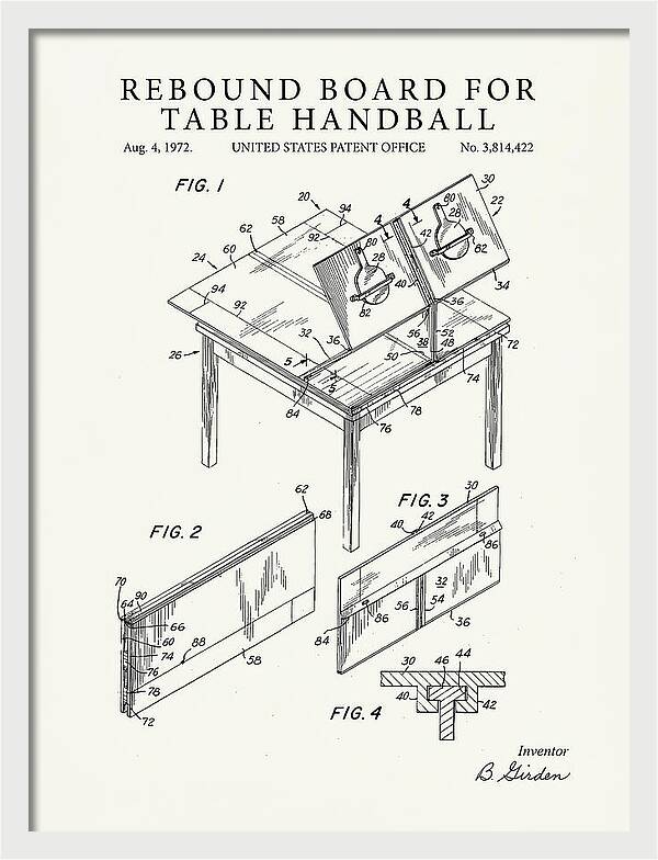 Rebound Board For Table Handball Minimalist Patent Us3814422