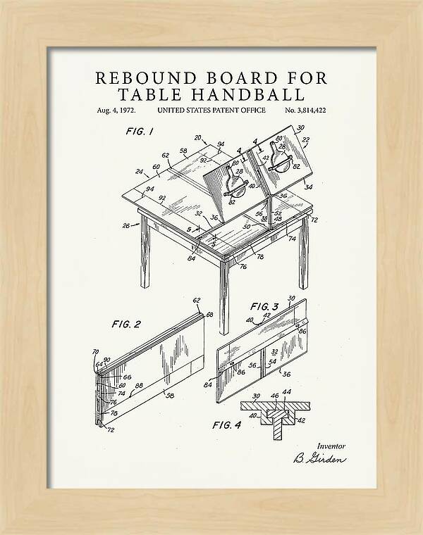 Rebound Board For Table Handball Minimalist Patent Us3814422