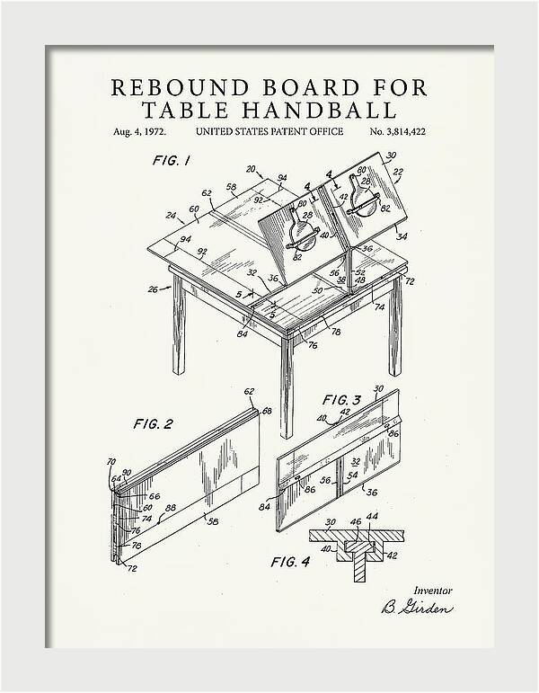 Rebound Board For Table Handball Minimalist Patent Us3814422
