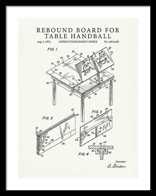 Rebound Board For Table Handball Minimalist Patent Us3814422