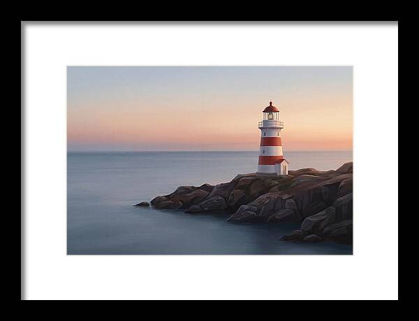 Red And White Lighthouse At Dusk