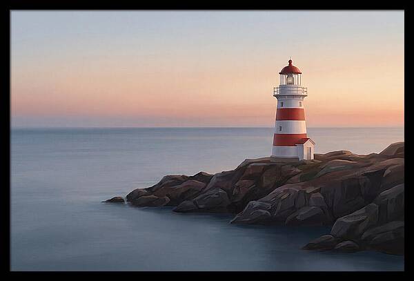 Red And White Lighthouse At Dusk