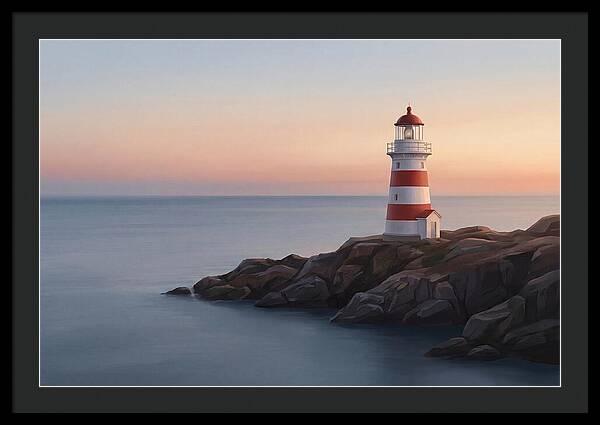 Red And White Lighthouse At Dusk