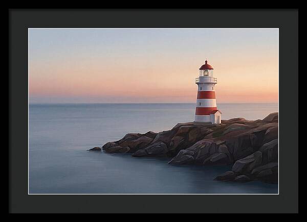 Red And White Lighthouse At Dusk