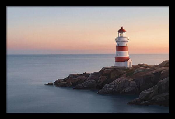 Red And White Lighthouse At Dusk