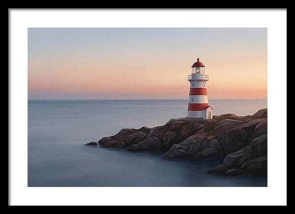 Red And White Lighthouse At Dusk
