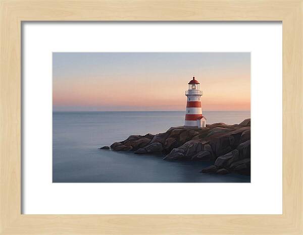 Red And White Lighthouse At Dusk