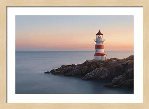 Red And White Lighthouse At Dusk