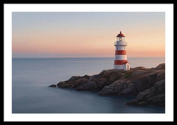 Red And White Lighthouse At Dusk