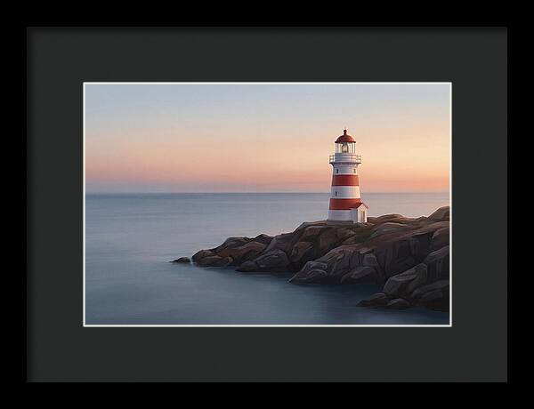Red And White Lighthouse At Dusk