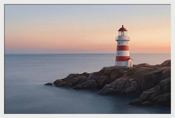 Red And White Lighthouse At Dusk