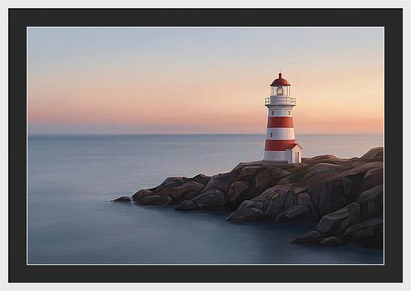 Red And White Lighthouse At Dusk