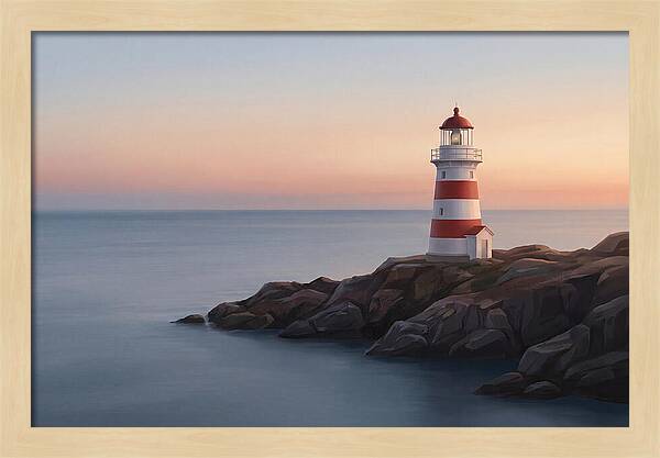 Red And White Lighthouse At Dusk