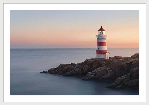 Red And White Lighthouse At Dusk