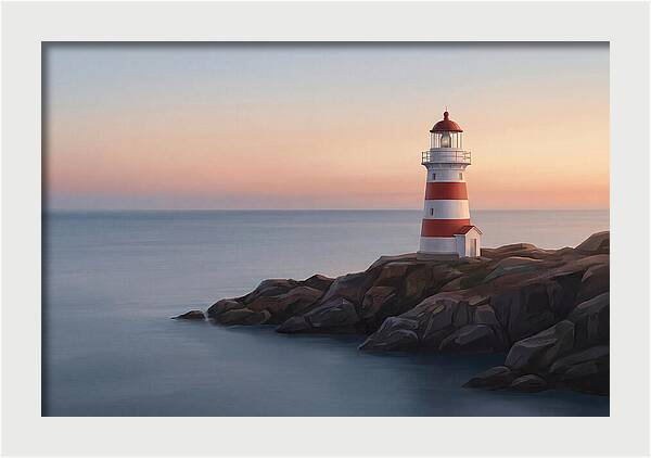 Red And White Lighthouse At Dusk